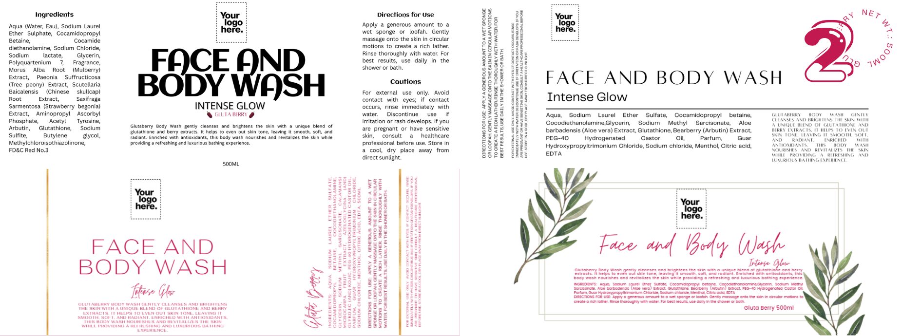 FACE & BODY WASH 500ML - GLUTA BERRY - Image 2