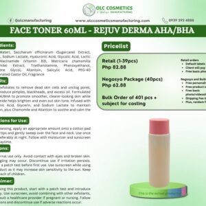 FACE TONER 60ML – REJUV DERMA AHA/BHA TONER
