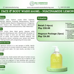 FACE & BODY WASH 500ML – NIACINAMIDE LEMON